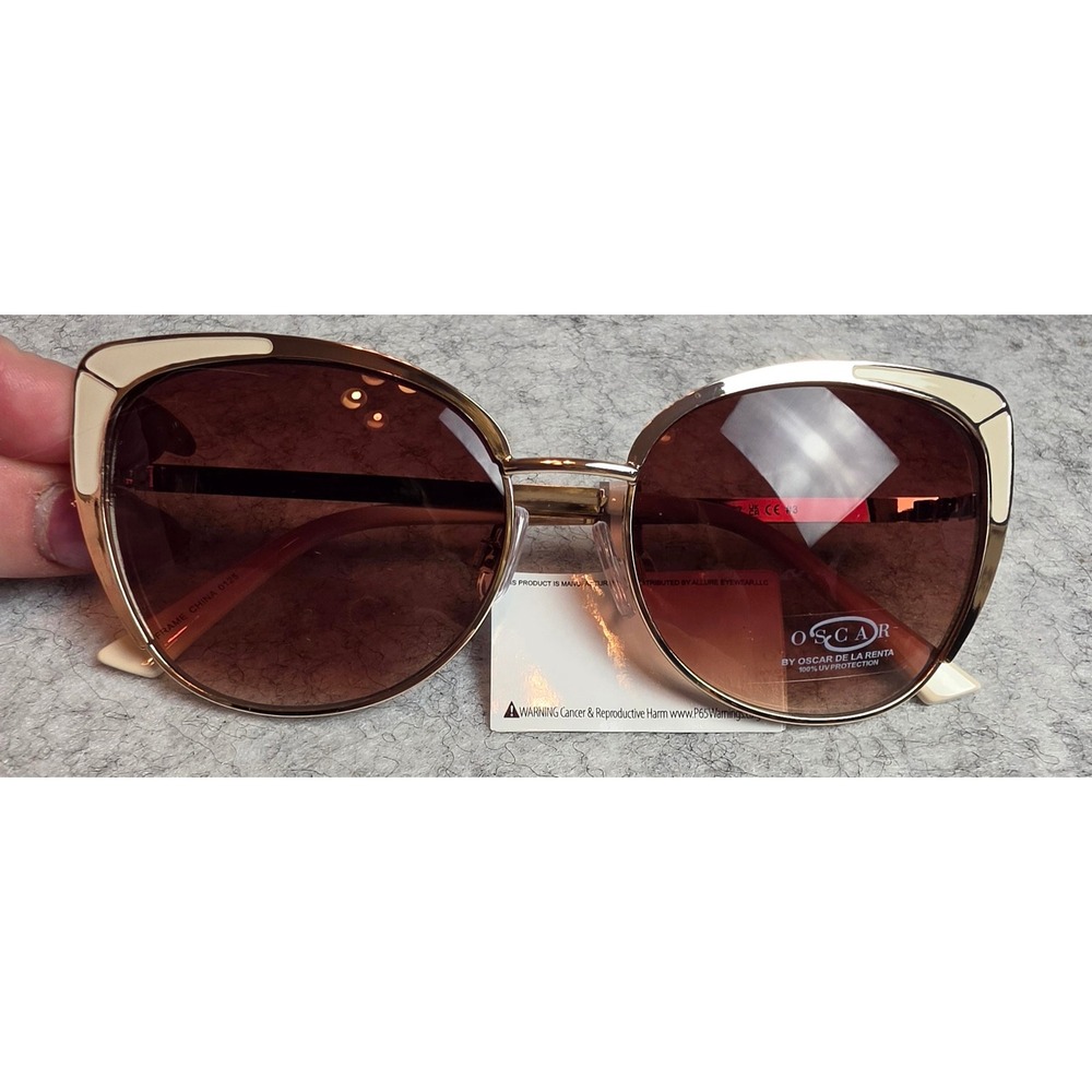 Oscar by Oscar de la Renta Mod3090 717 Cat Eye Sunglasses Rose Gold Cream NWT